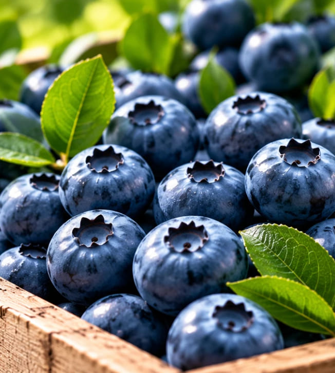 Fresh export-grade blueberries